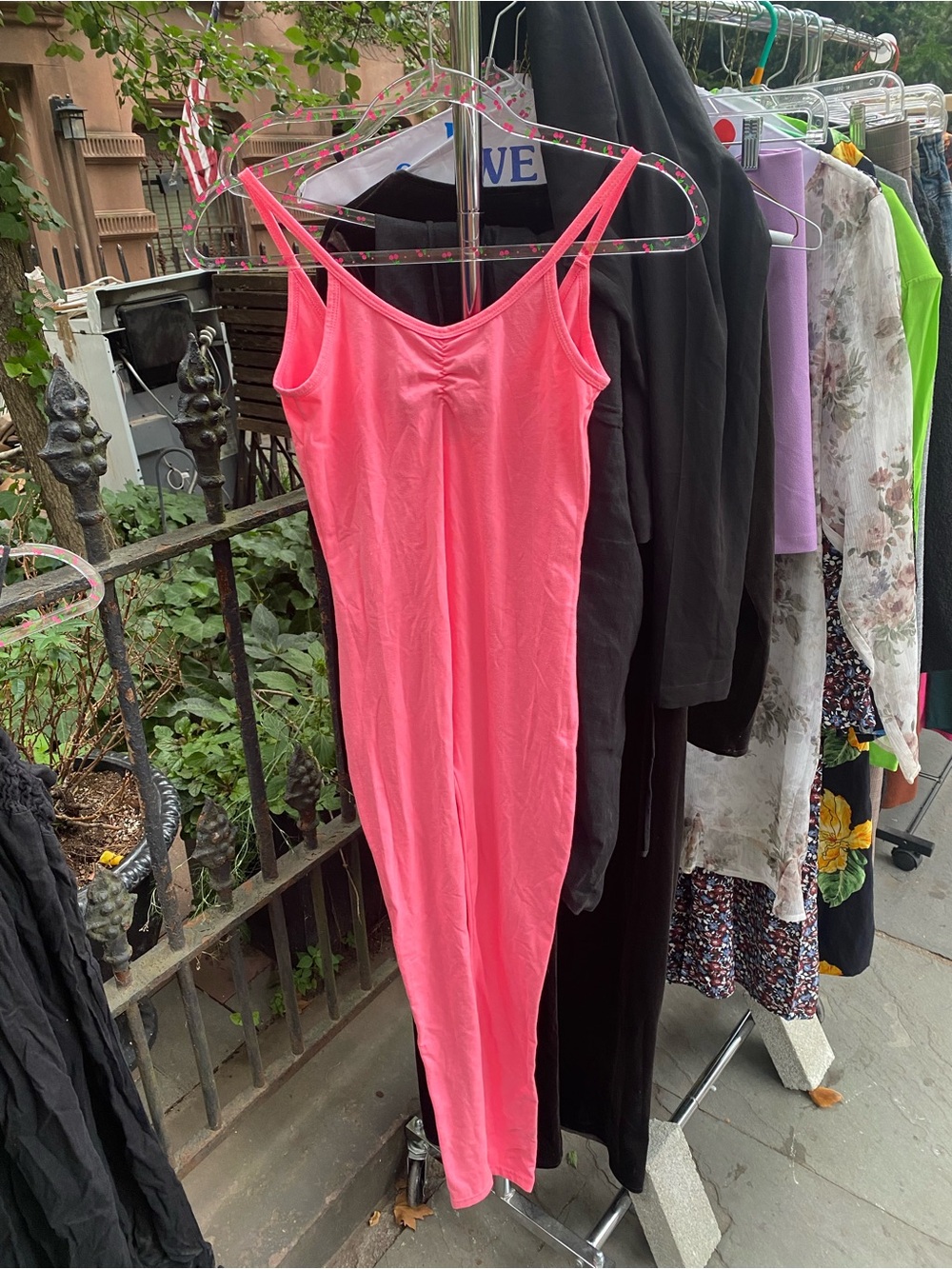 American Apparel Bright Pink Spaghetti Strap Catsuit